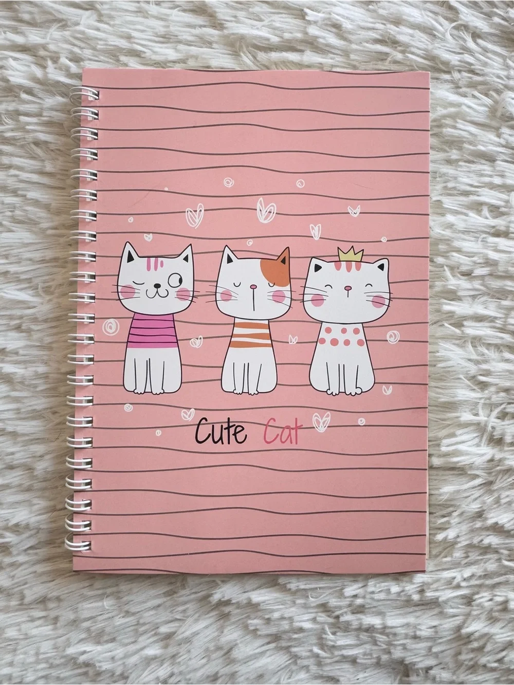 Cute Cat Pink Spiral A5 Notebook